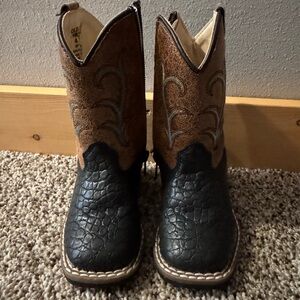 Old West Kids' Black and Brown Cowboy Boots